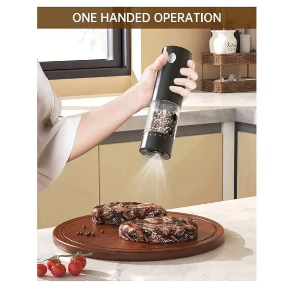 Electric Salt & Pepper Grinder Set Rechargeable Salt and Pepper Mills W 6 Level - Picture 2 of 10